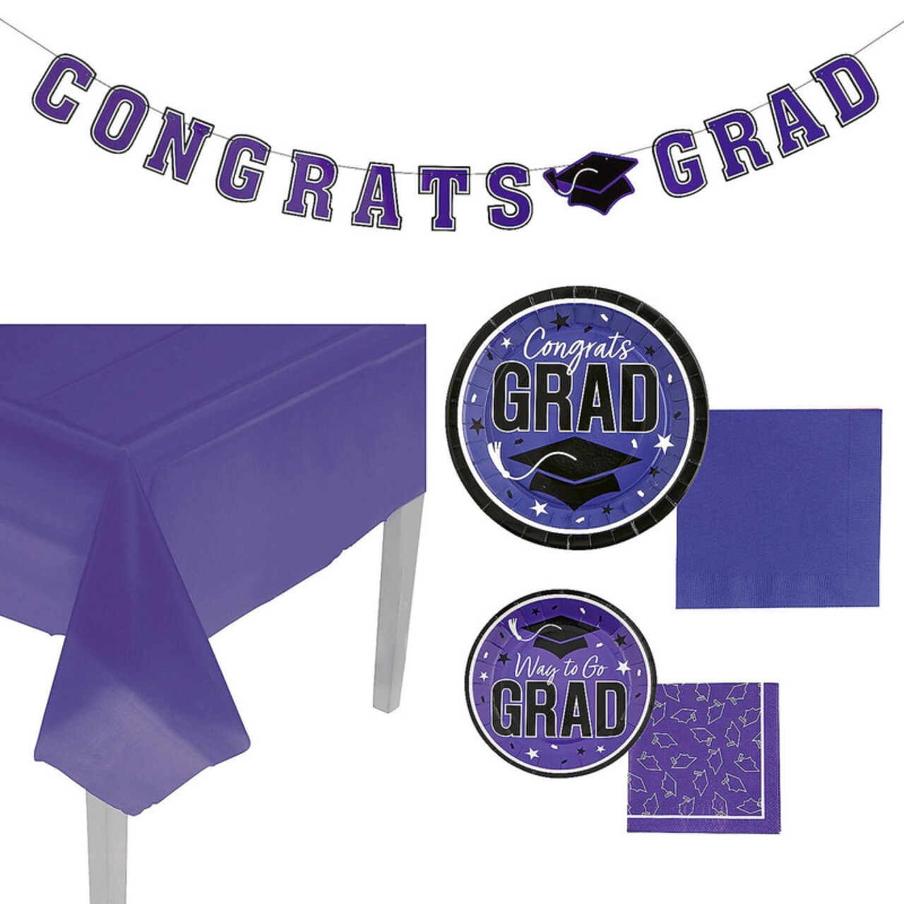 Graduation Party Solid Color Disposable Tableware Kit for 25 Guests 152 Pieces